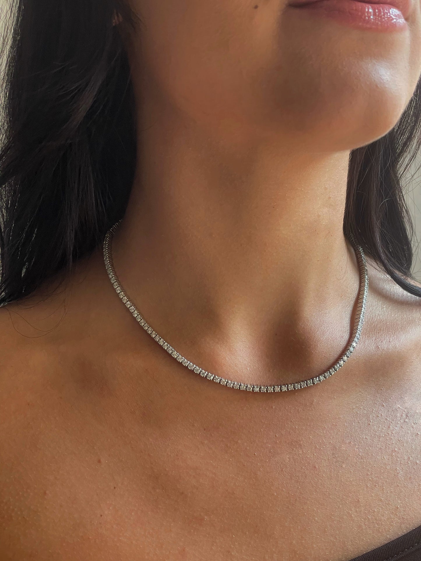 Vita Tennis Necklace Moissanite Silver