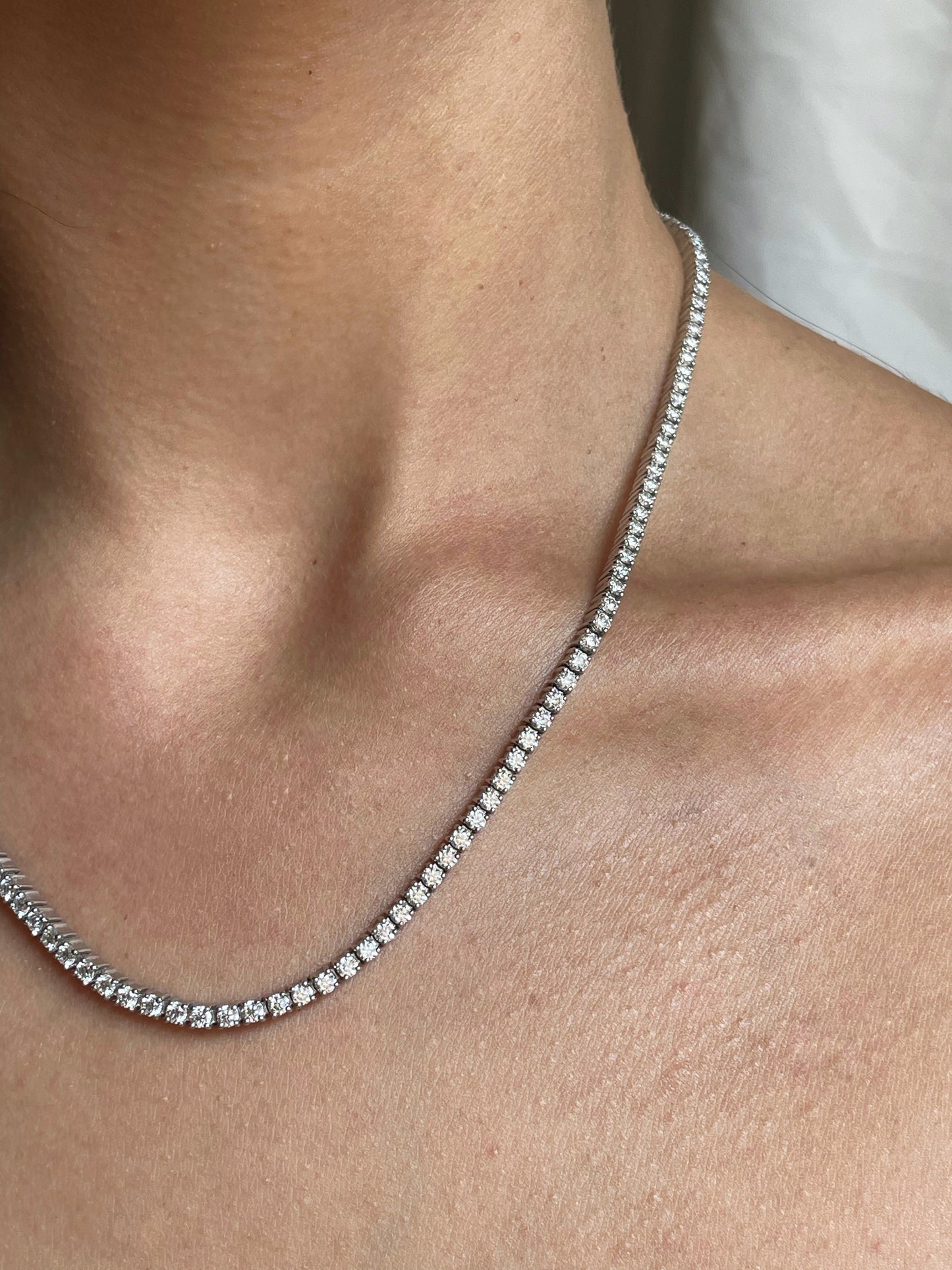 Allegra Bezel Tennis Necklace Moissanite Silver