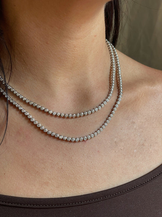 Allegra Bezel Tennis Necklace Moissanite Vermeil