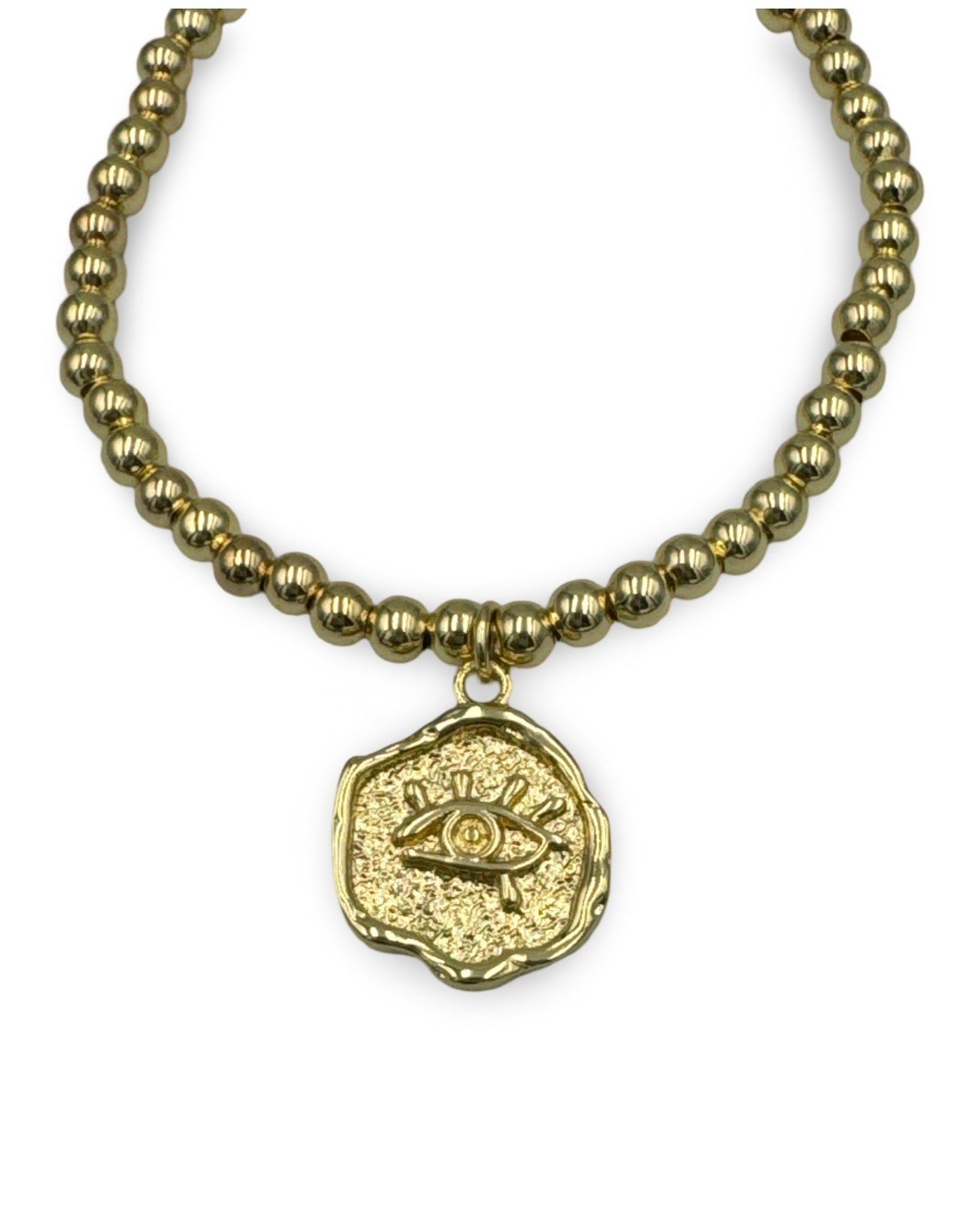 Beaded Coin Evil Eye Bracelet | Gold Filled