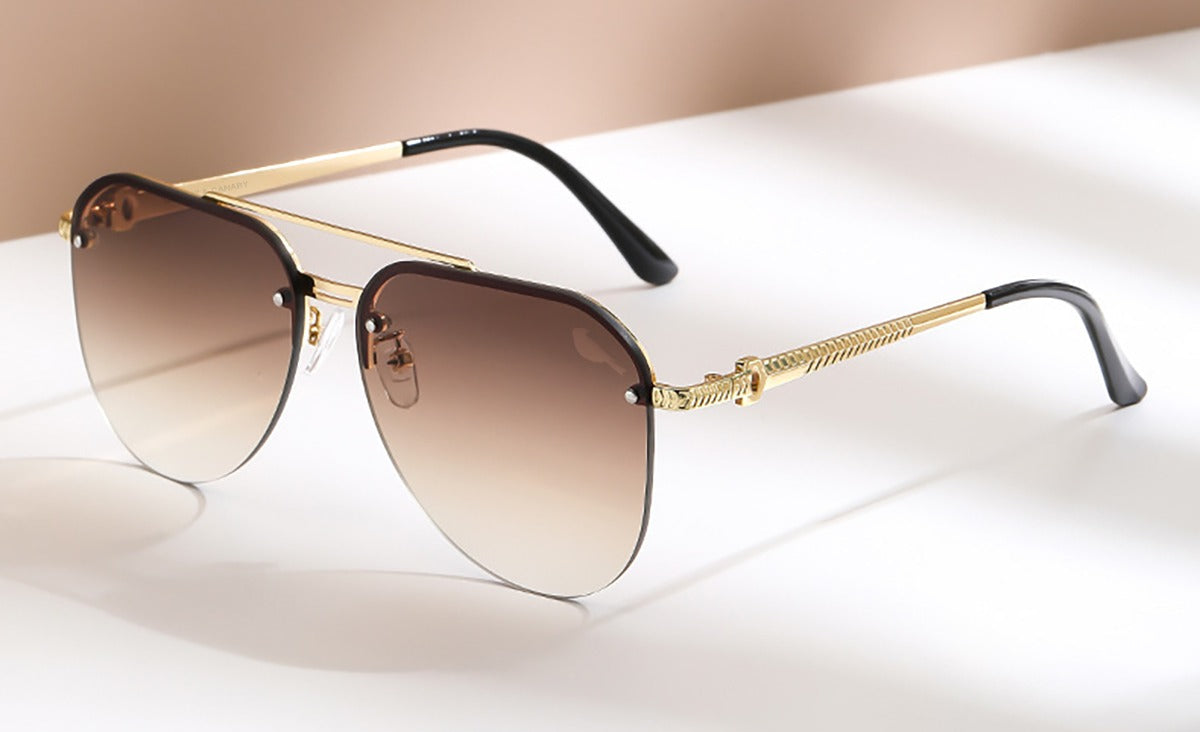 Broadway Brown Ombre & Gold Aviator Sunglasses