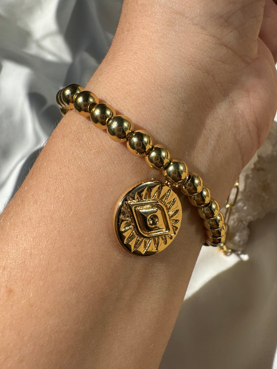Beaded Santorini Evil Eye Bracelet | Gold Filled
