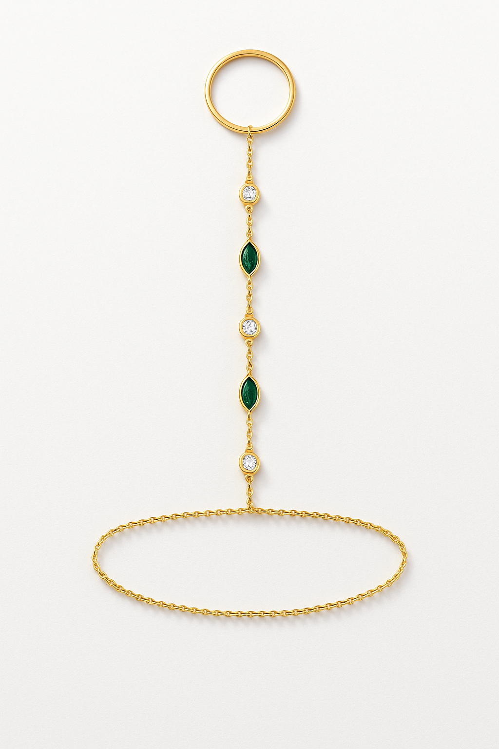 Aria Hand Chain Emerald & Moissanite Vermeil