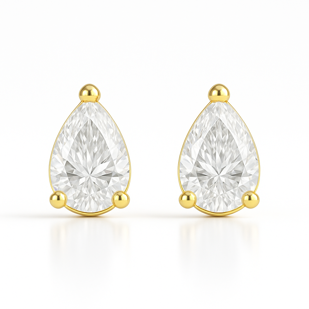 Nova Pear Moissanite Studs Gold