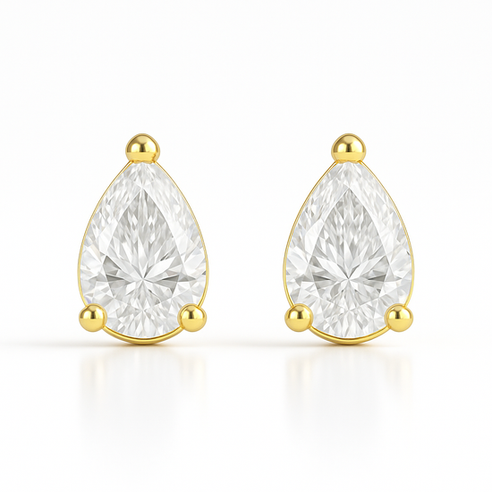 Nova Pear Moissanite Studs Gold