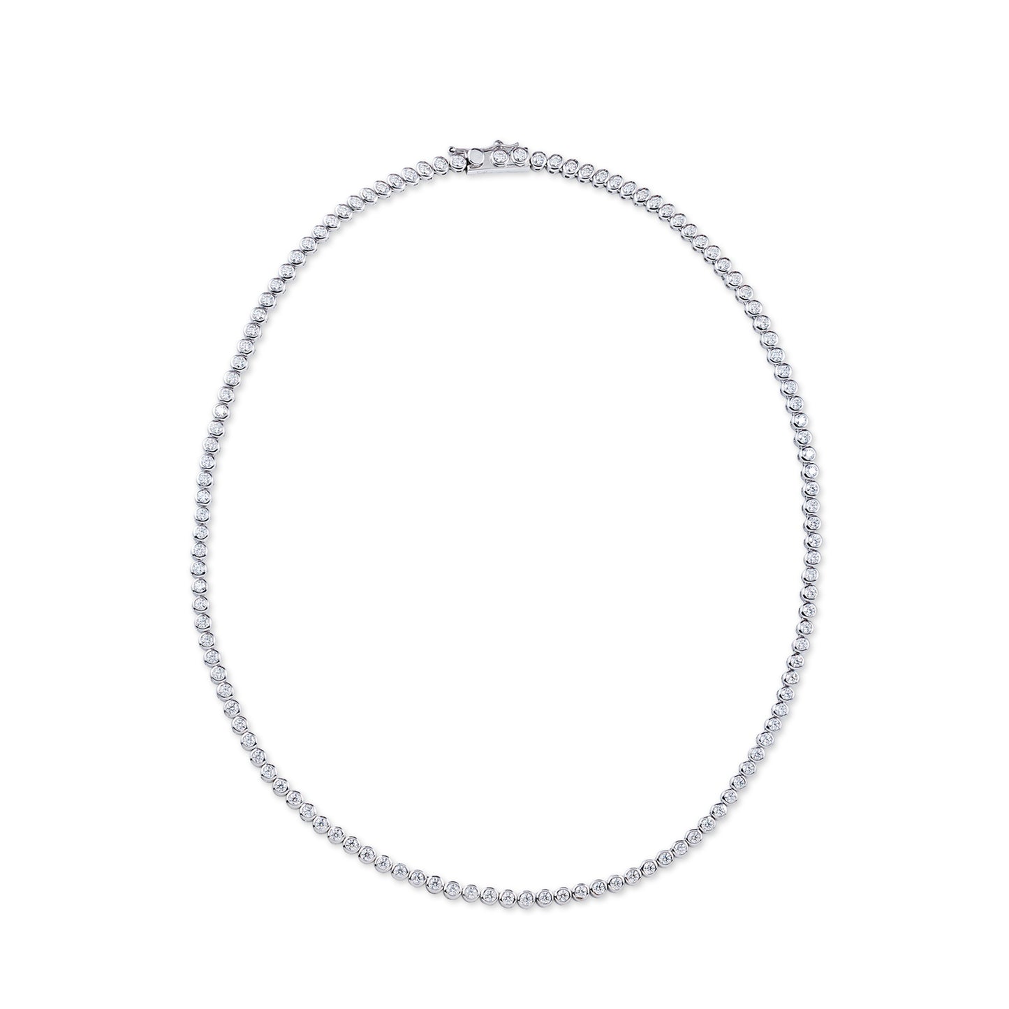 Allegra Bezel Tennis Necklace Moissanite Silver