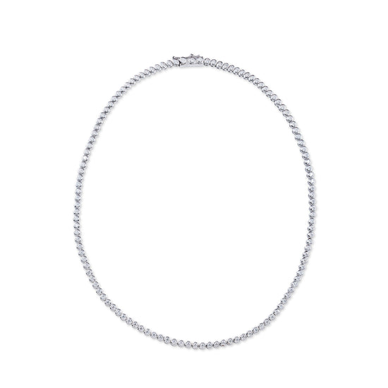 Allegra Bezel Tennis Necklace Moissanite Silver