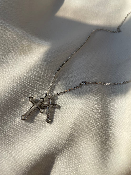 Dual Vermeil Cross Necklace | Cable Chain