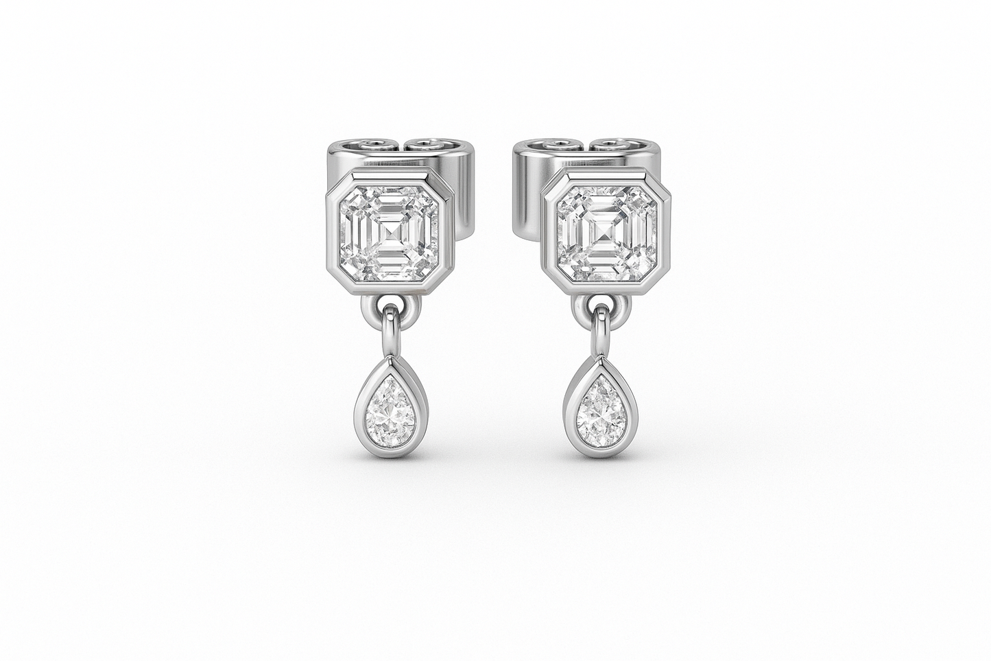 Dietrich Asscher Moissanite Drop Silver