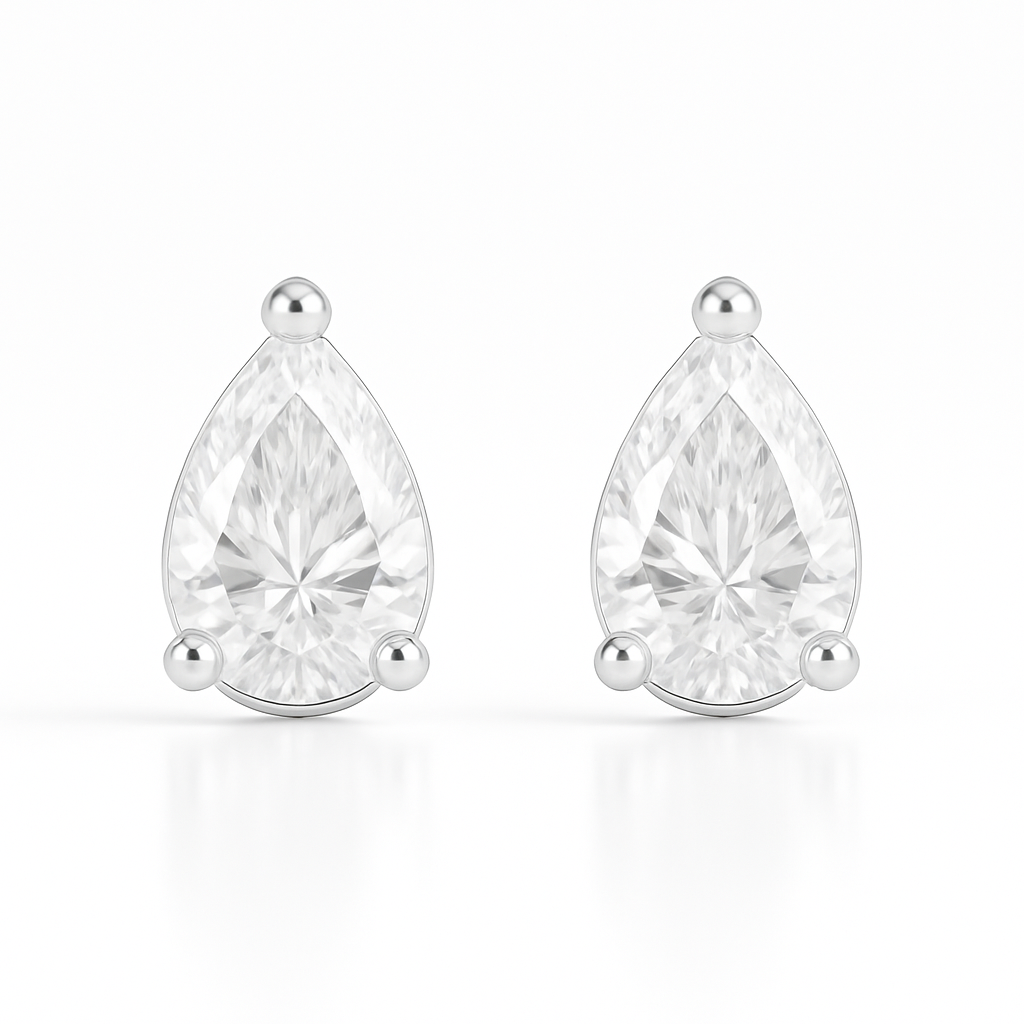 Nova Pear Moissanite Silver Studs