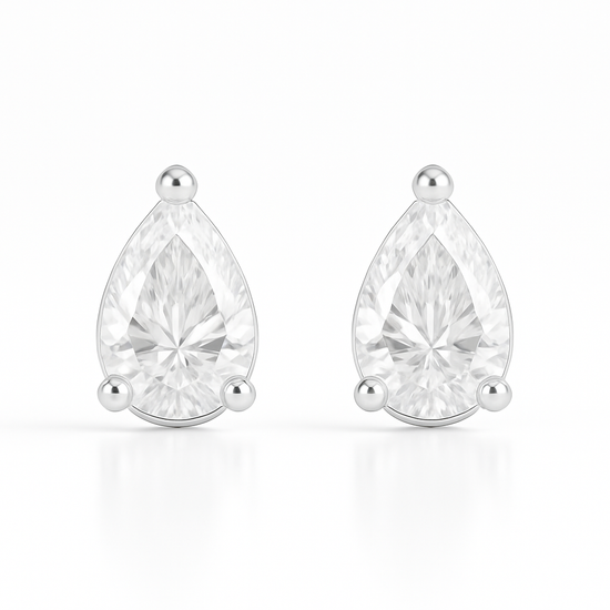 Nova Pear Moissanite Silver Studs