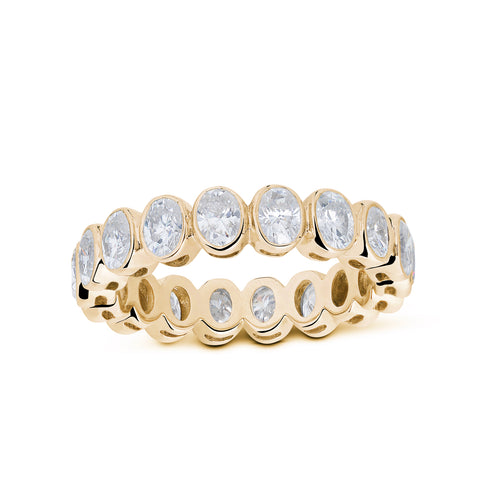Muse Bezel Eternity Ring — 3mm | Oval Moissanite | Vermeil