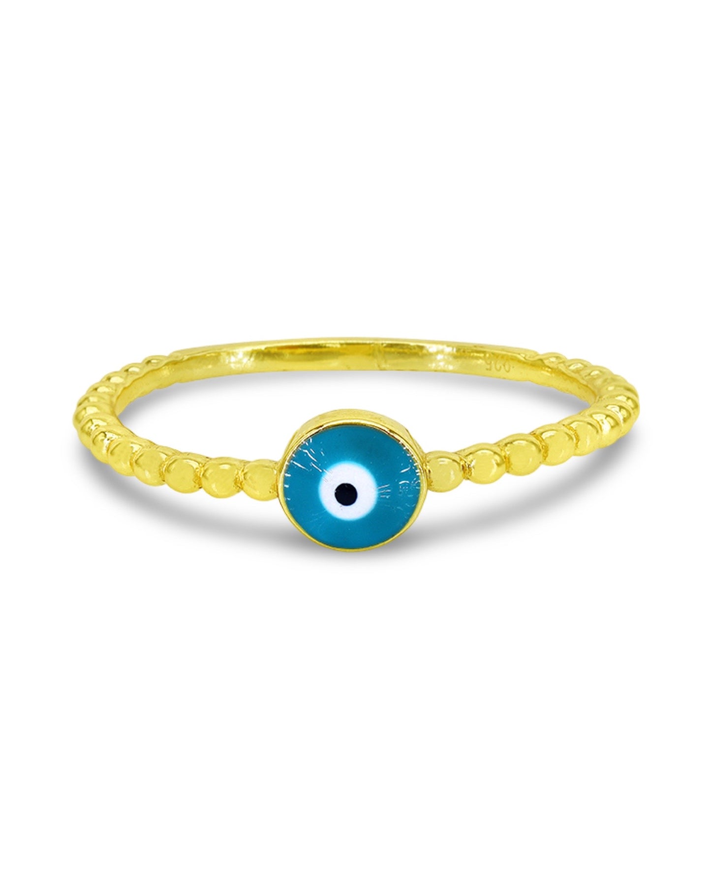 Beaded Evil Eye Ring | Vermeil Sterling Silver