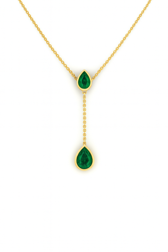 Loren Lariat Emerald Vermeil