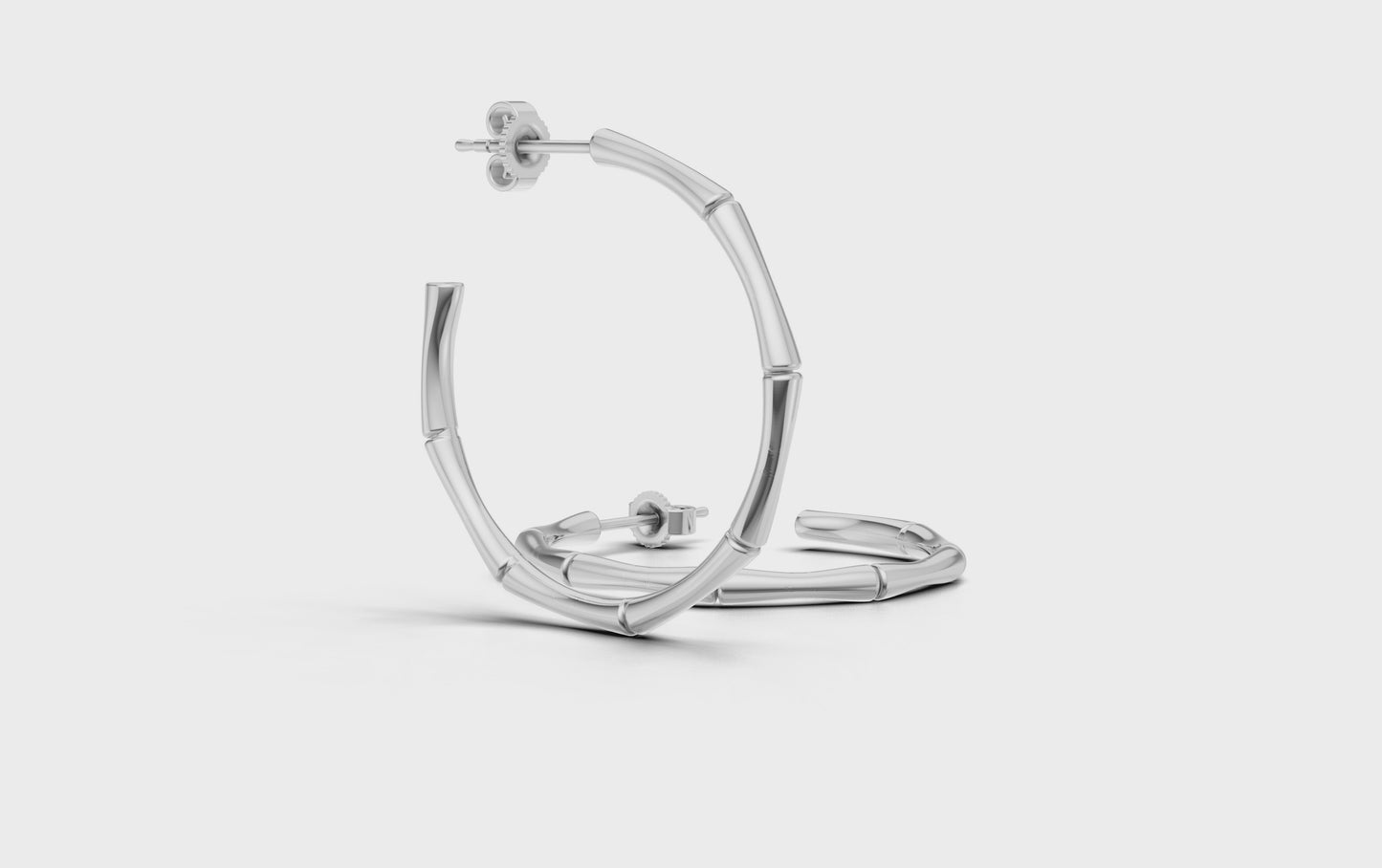 Bamboo Hoops Large Silver