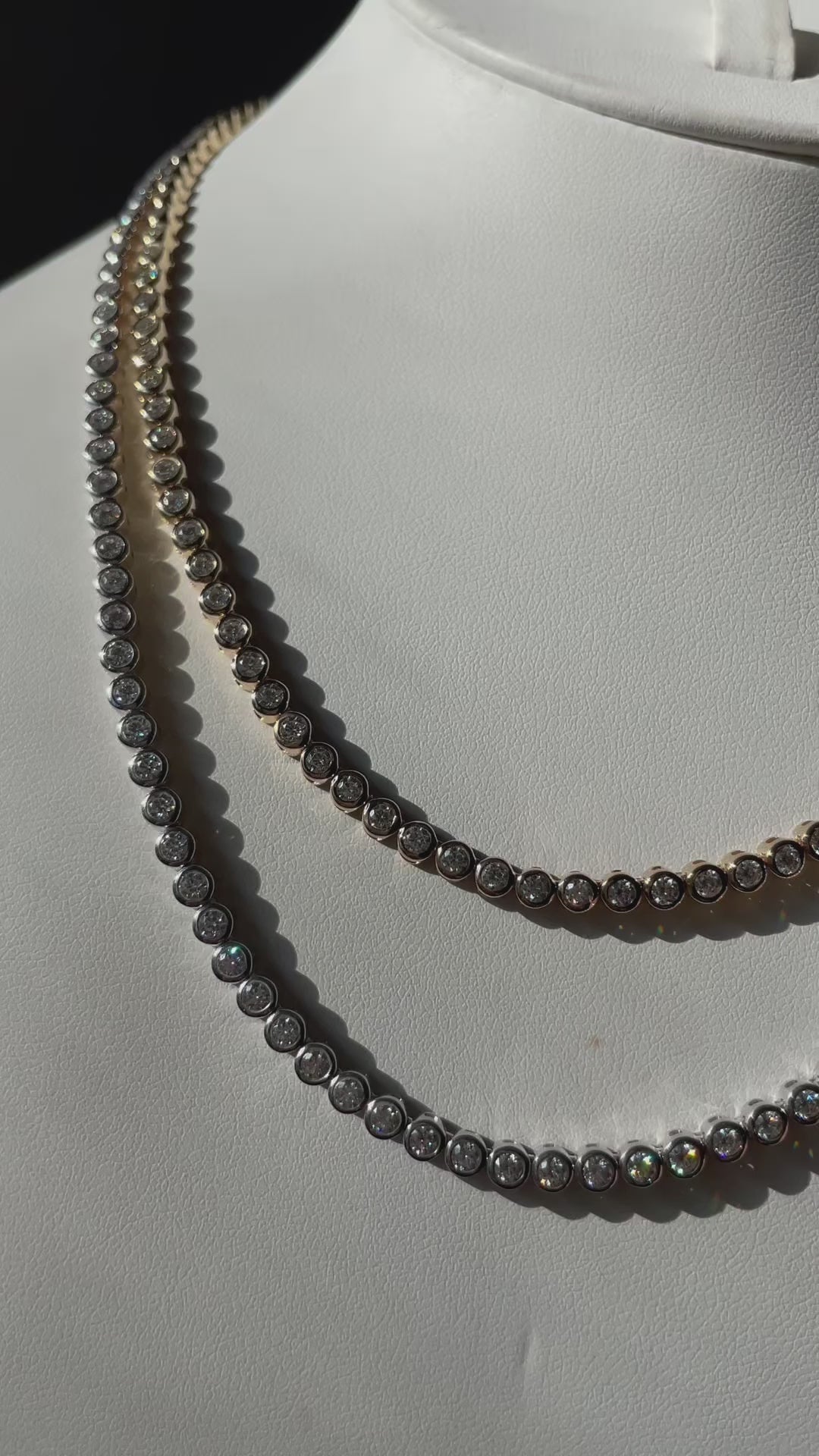 Allegra Bezel Tennis Necklace Moissanite Vermeil