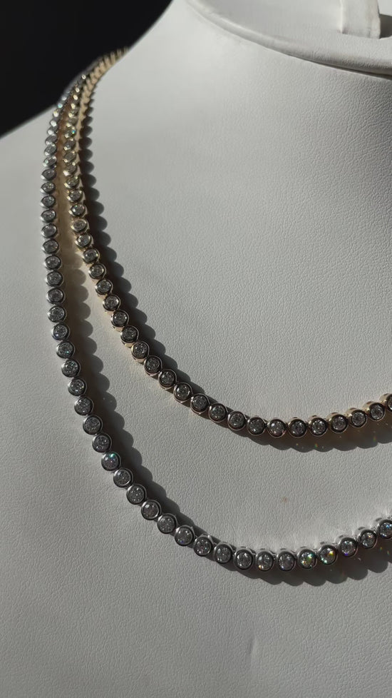 Allegra Bezel Tennis Necklace Moissanite Vermeil