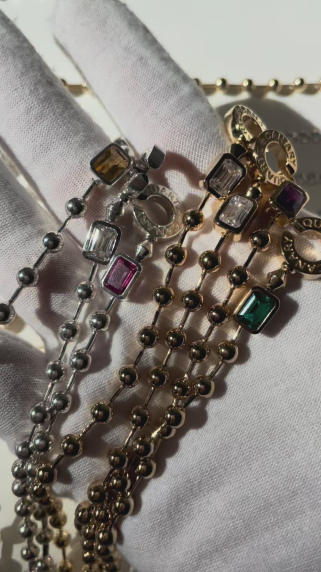 Connected Ball Chain - Bezel-set Birthstone Bracelet