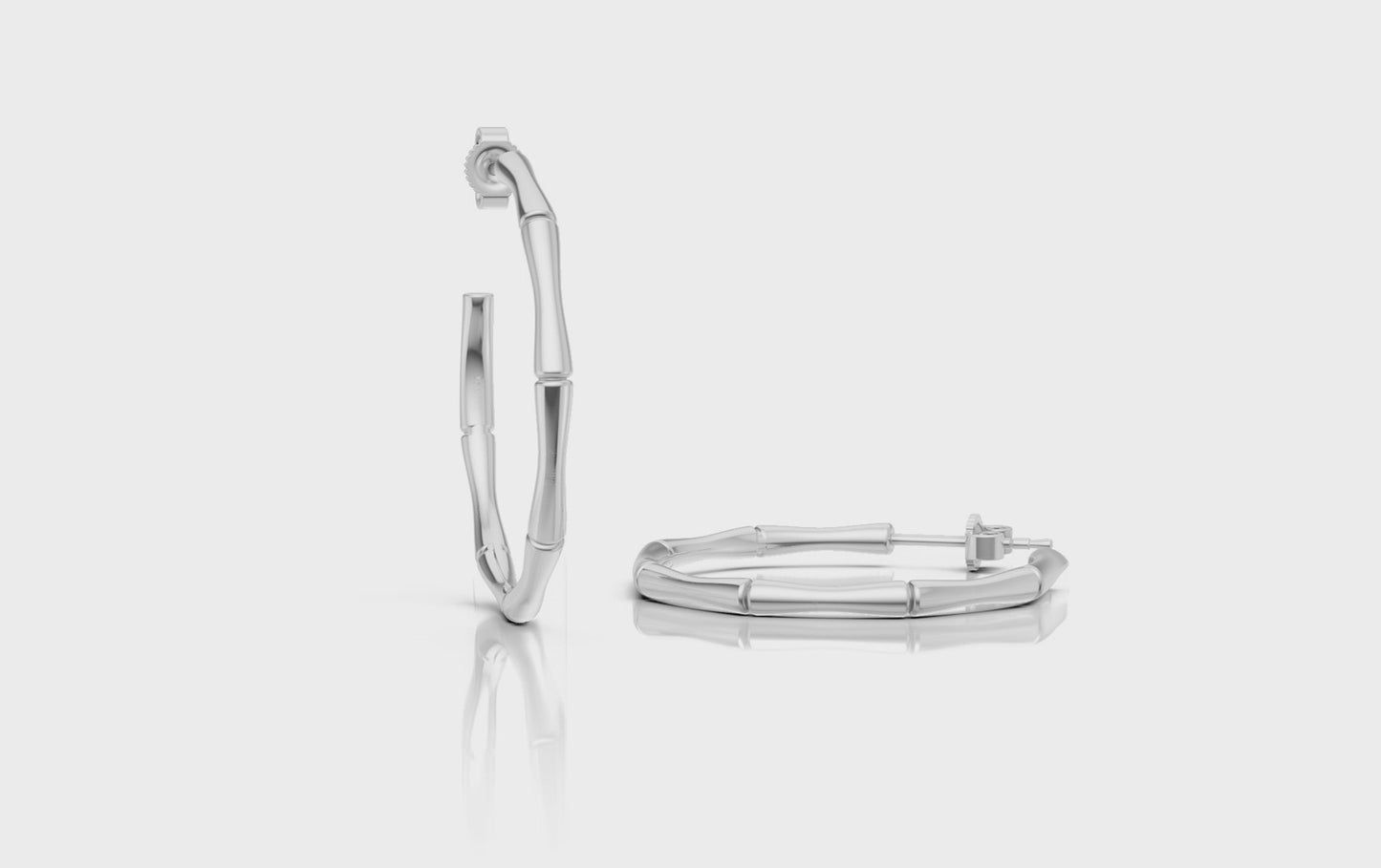 Bamboo Hoops Small Silver