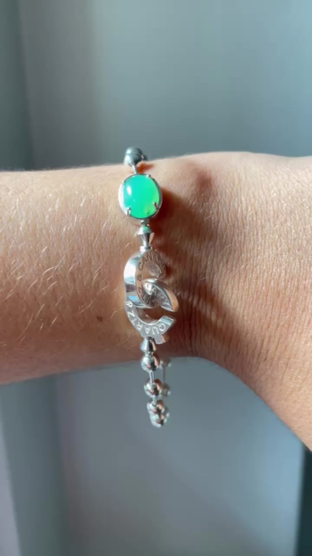 Connected Ball Chain - Cabochon Bracelet