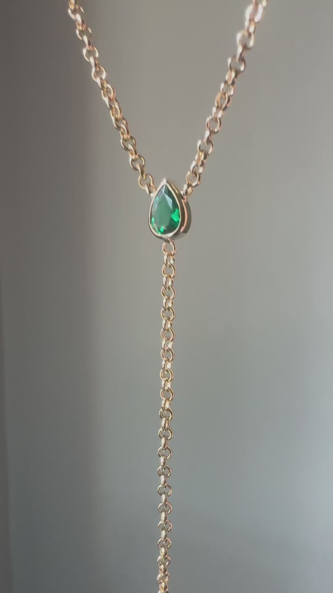 Loren Lariat Emerald Vermeil