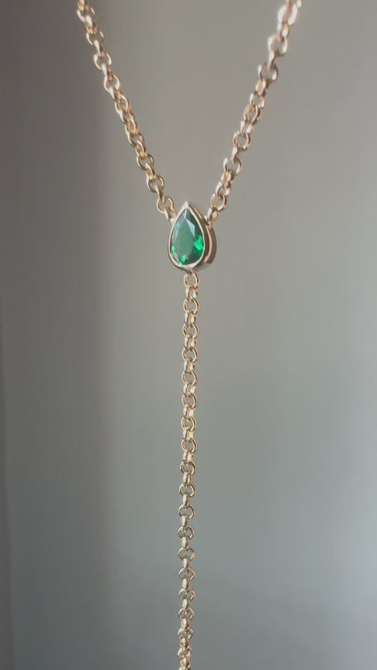 Loren Lariat Emerald Vermeil