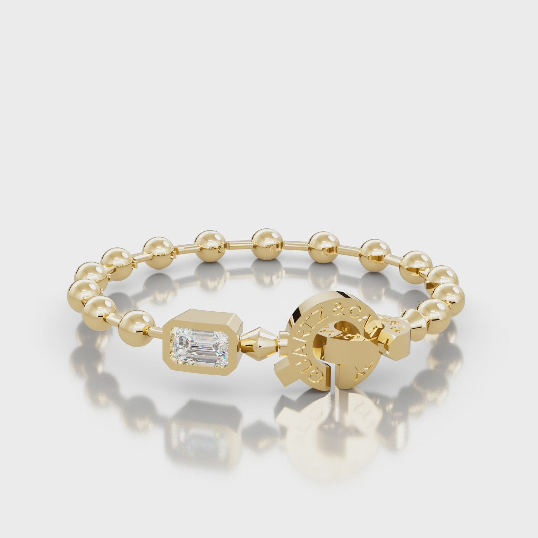 Connected Ball Chain - Emerald Cut Birthstone Bracelet