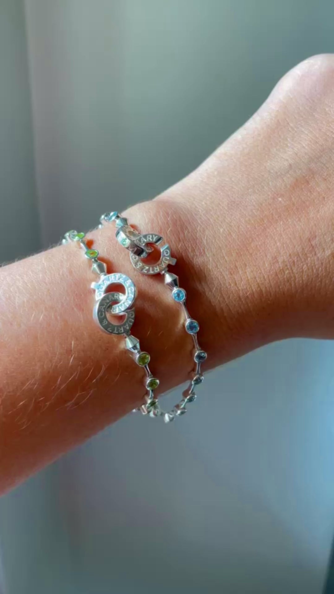 Connected Bamboo Tennis - Round Cut Birthstone Bracelet