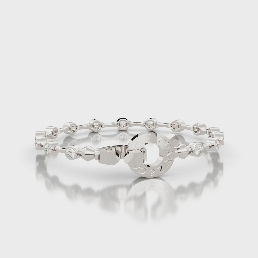 Connected Bamboo Tennis - Round Cut Birthstone Bracelet