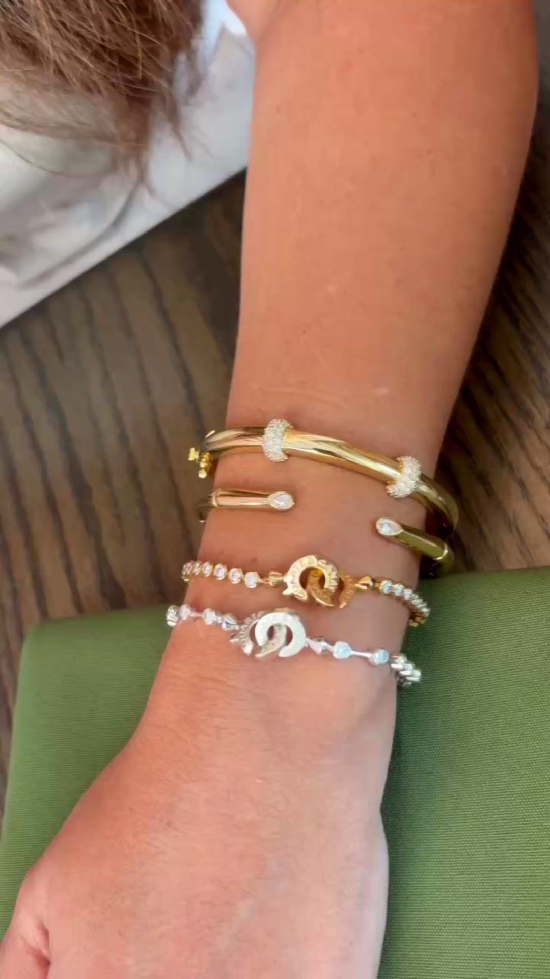 Connected Bamboo Tennis - Round Cut Birthstone Bracelet