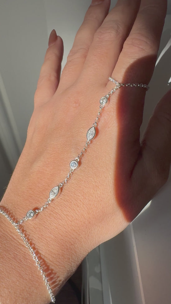 Aria Hand Chain Moissanite Sterling Silver