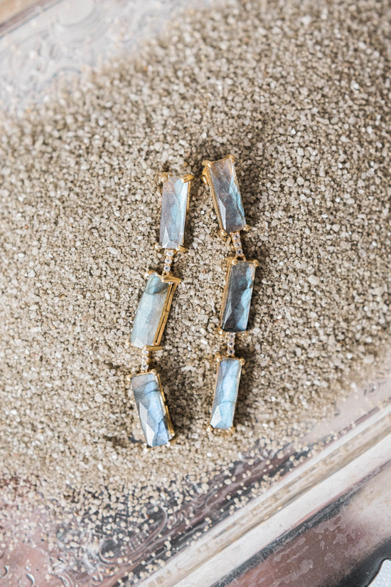 Lyra Earrings | Gold & Labradorite