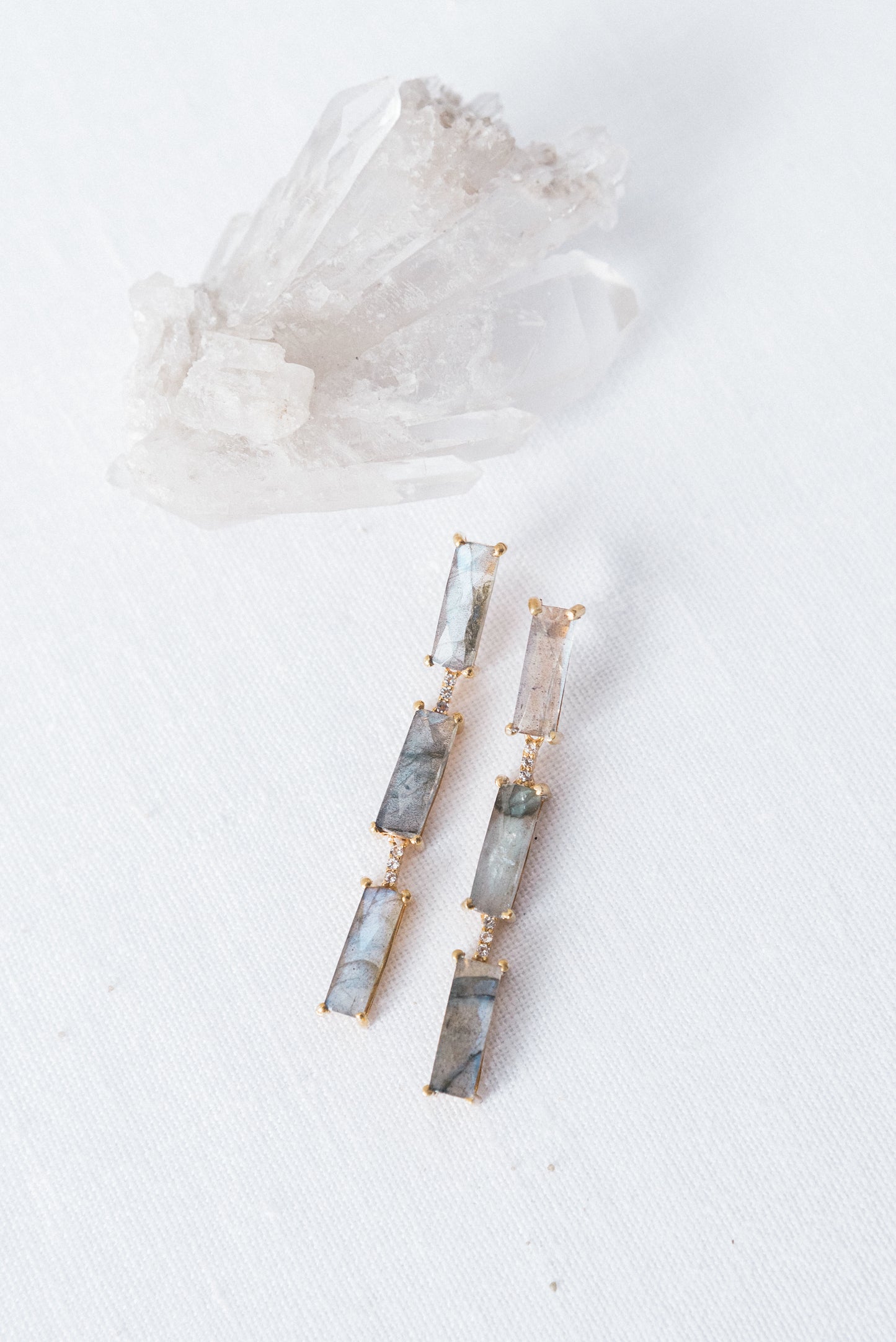 Lyra Earrings | Gold & Labradorite