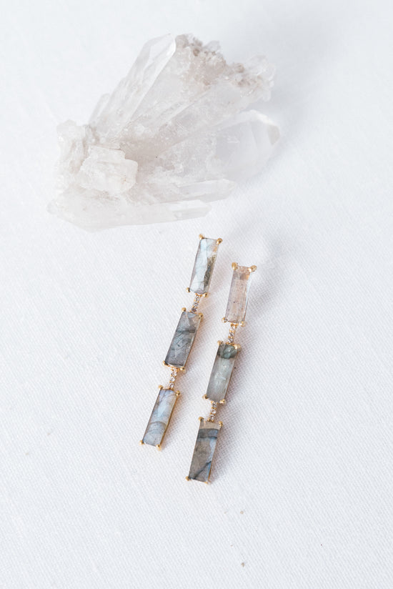 Lyra Earrings | Gold & Labradorite