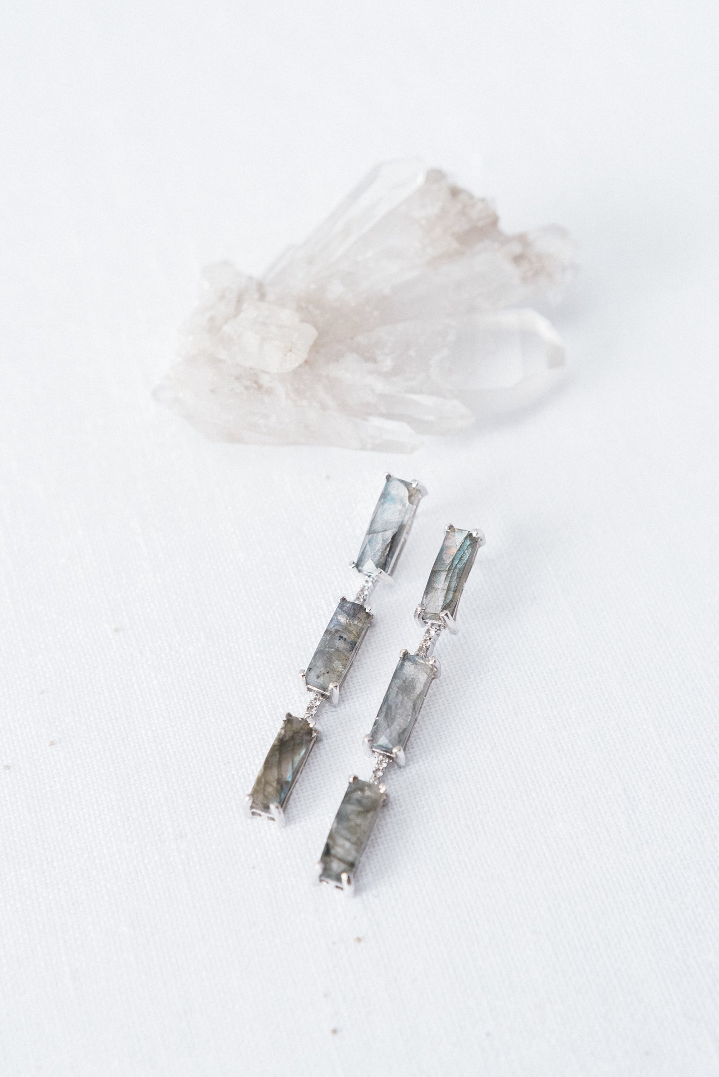 Load image into Gallery viewer, Lyra Earrings | Silver &amp;amp; Labradorite
