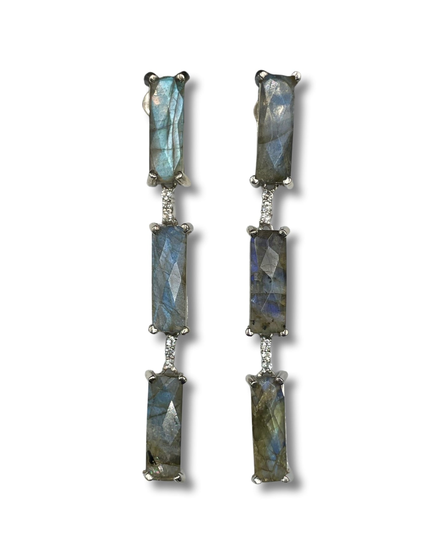 Load image into Gallery viewer, Lyra Earrings | Silver &amp;amp; Labradorite
